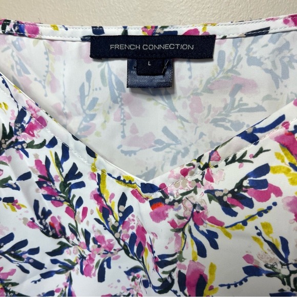 French Connection Breya Eltan Ruffle Tank‎ Top Summer White Floral Large - Picture 4 of 12